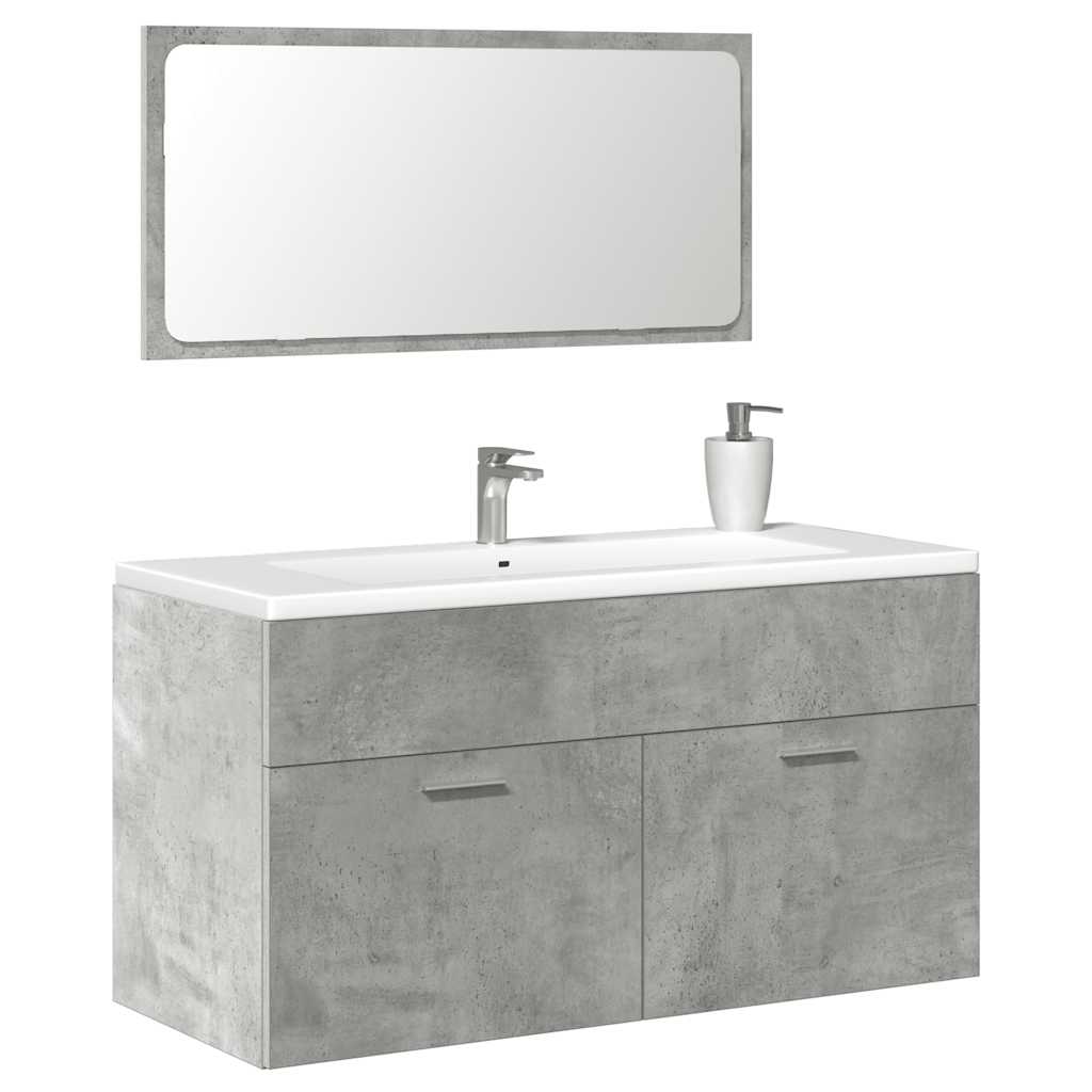 Bathroom Cabinet with Mirror Concrete Gray Wood Material