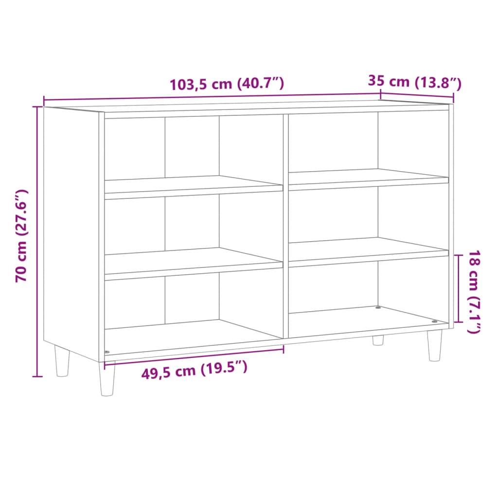 Sideboard old wood look 103.5x35x70 cm wood material