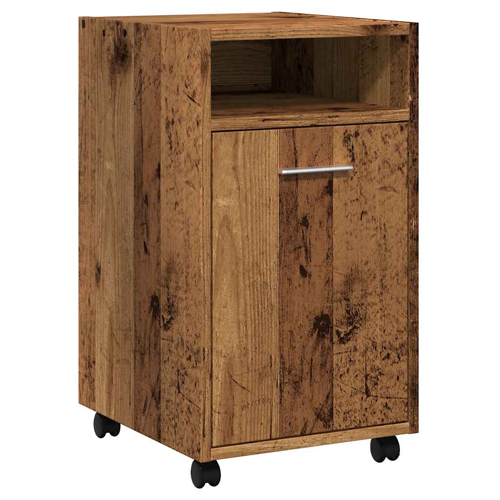 Cabinet with wheels old wood look 33x38x60 cm wood material