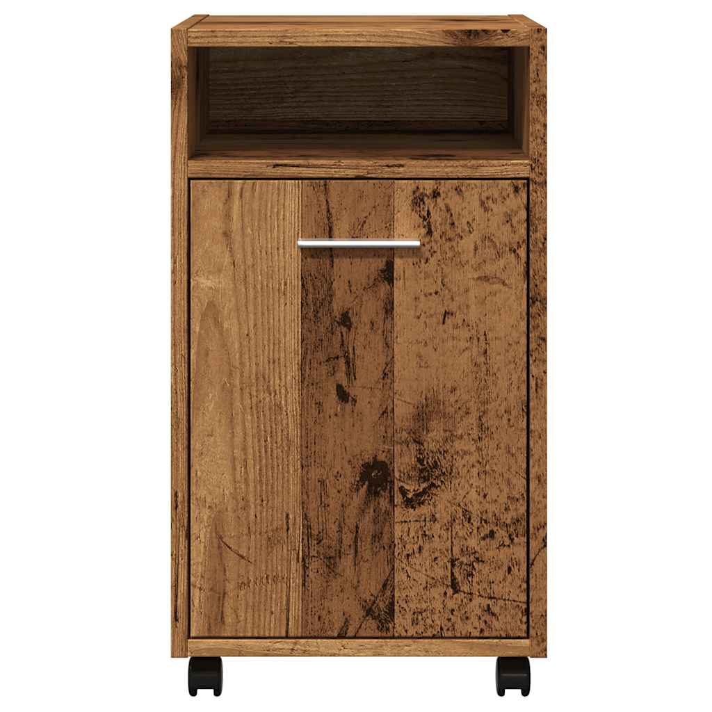 Cabinet with wheels old wood look 33x38x60 cm wood material