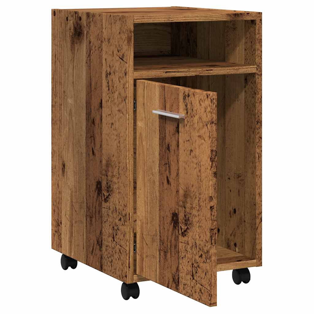 Cabinet with wheels old wood look 33x38x60 cm wood material