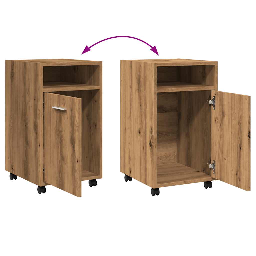 Schrank mit Rollen Artisan-Eiche 33x38x60 cm Holzwerkstoff