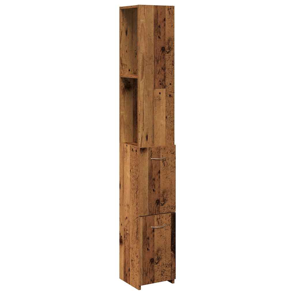 Badezimmerschrank Altholz-Optik 25x25x170 cm Holzwerkstoff