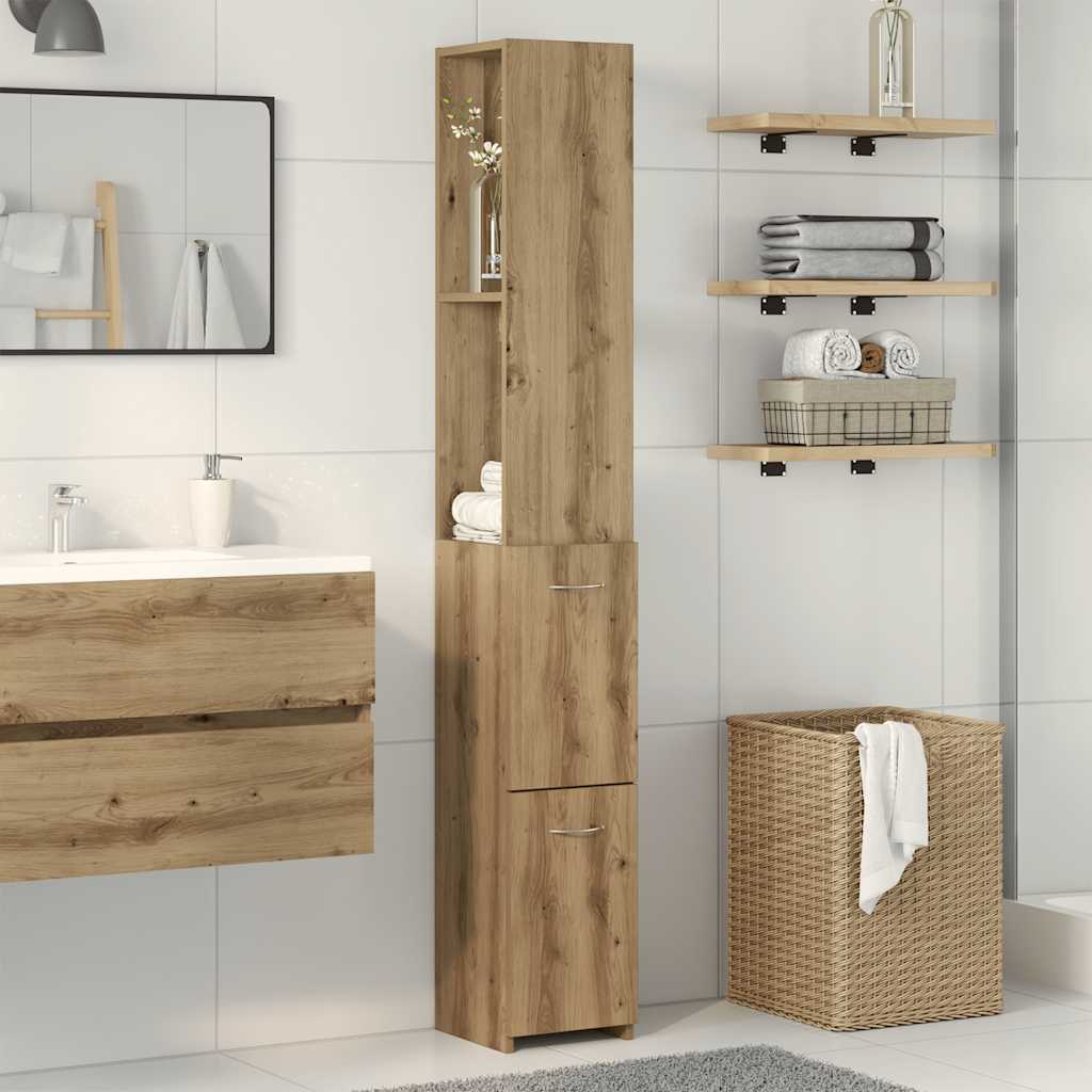 Artisan oak bathroom cabinet 25x25x170 cm made of wood material