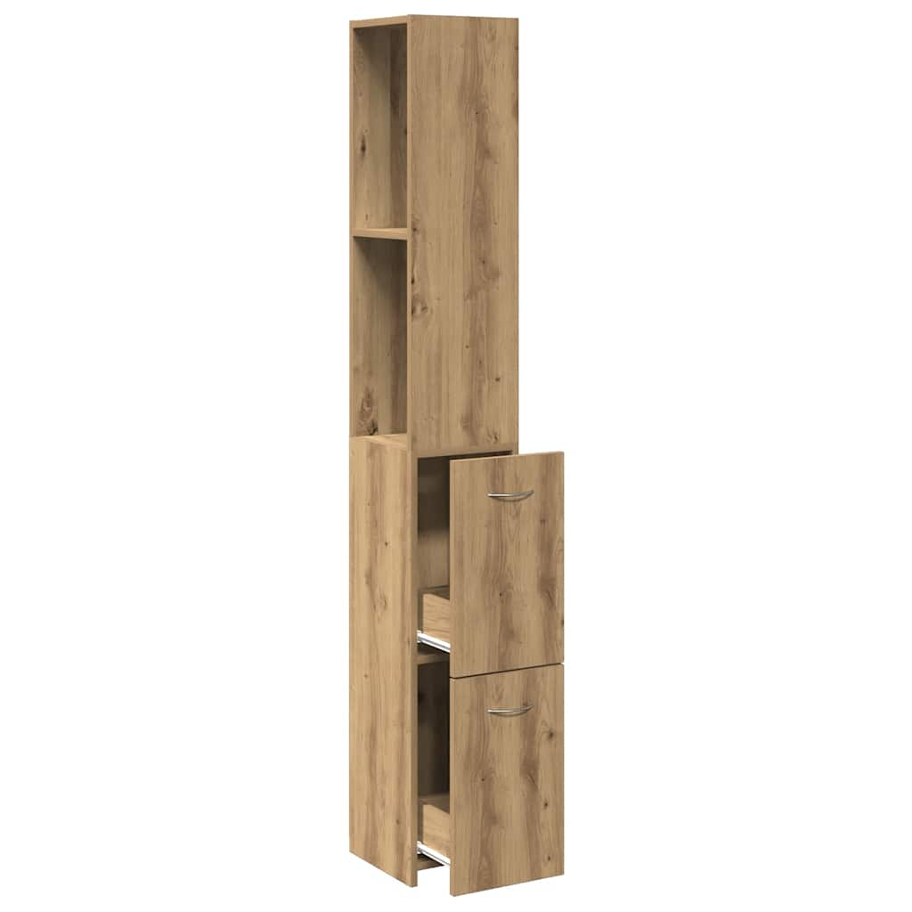 Artisan oak bathroom cabinet 25x25x170 cm made of wood material