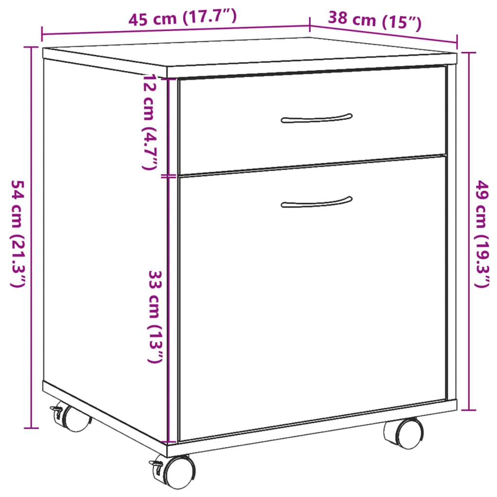 Roll container Artisan oak 45x38x54 cm wood material