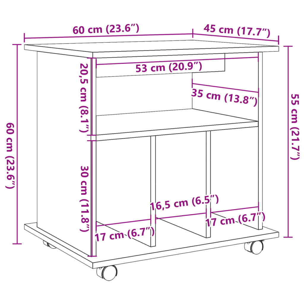 Roll container old wood look 60x45x60 cm wood material