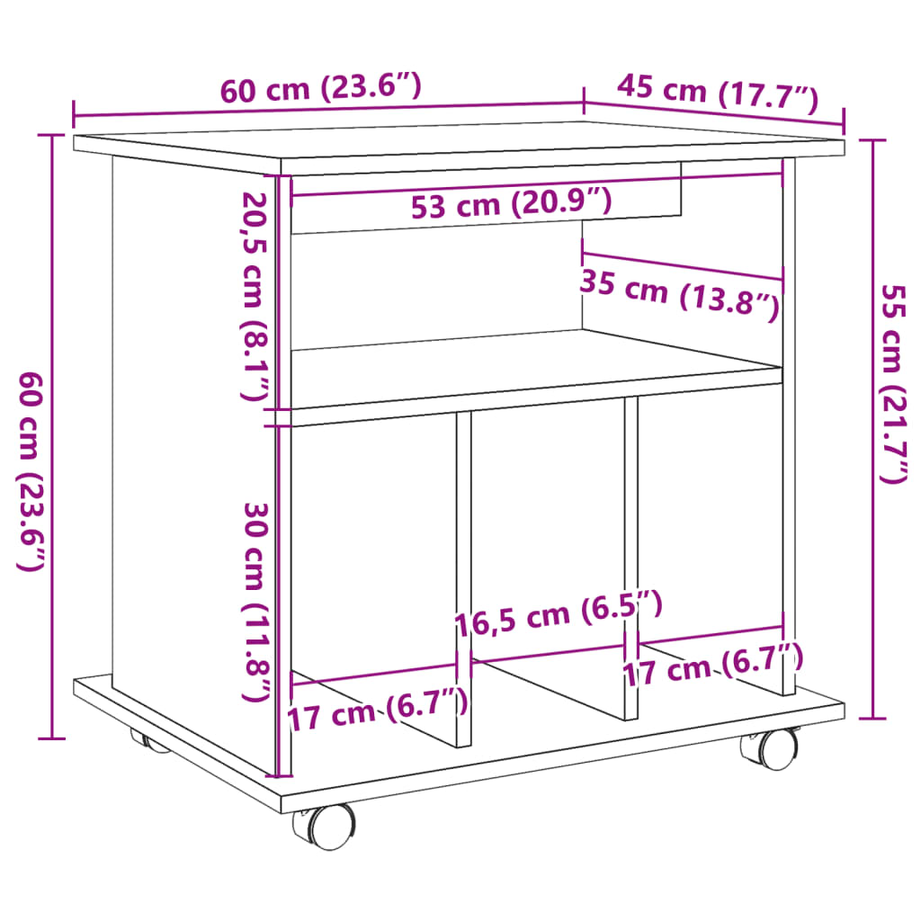 Roll container Artisan oak 60x45x60 cm wood material