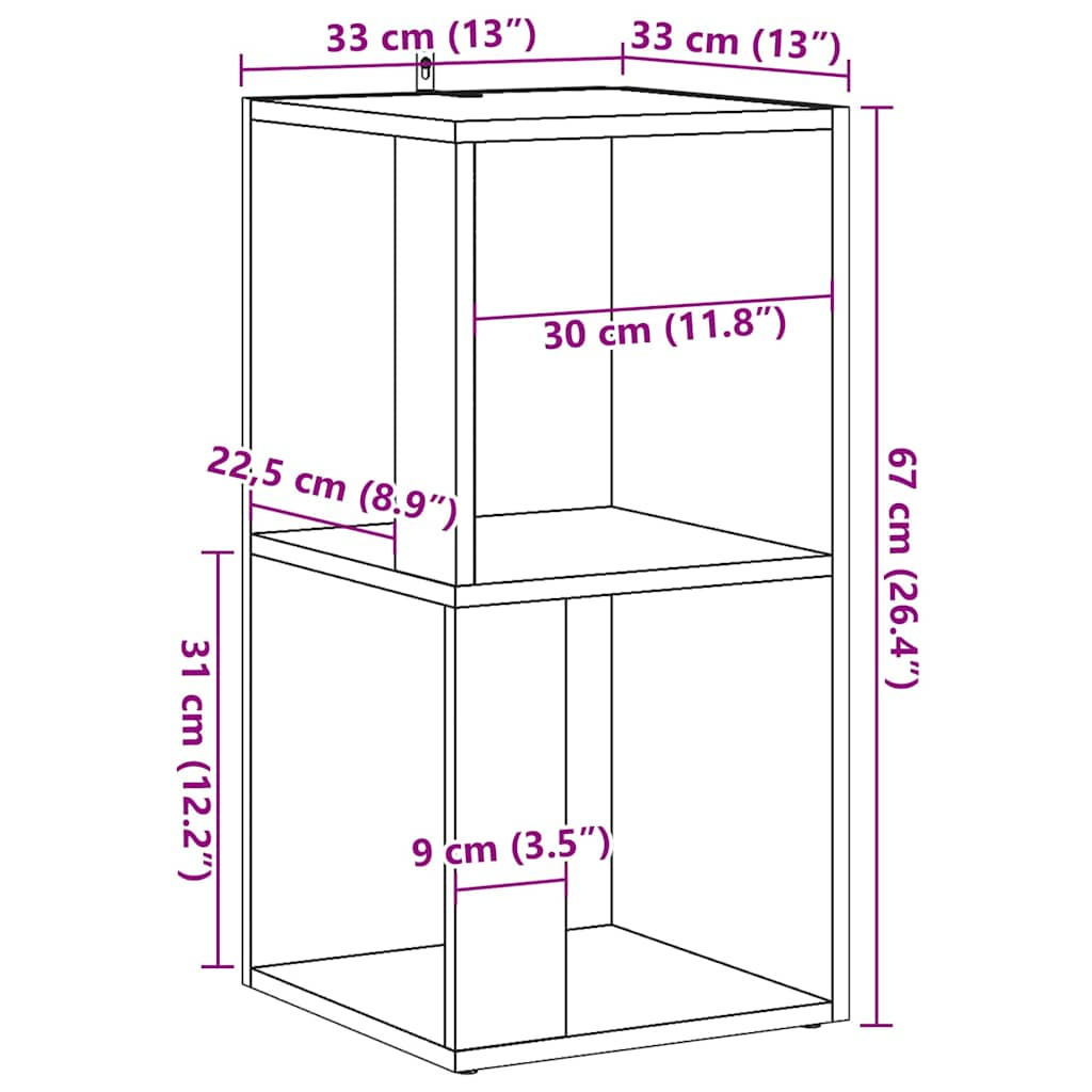 Corner shelf old wood look 33x33x67 cm wood material