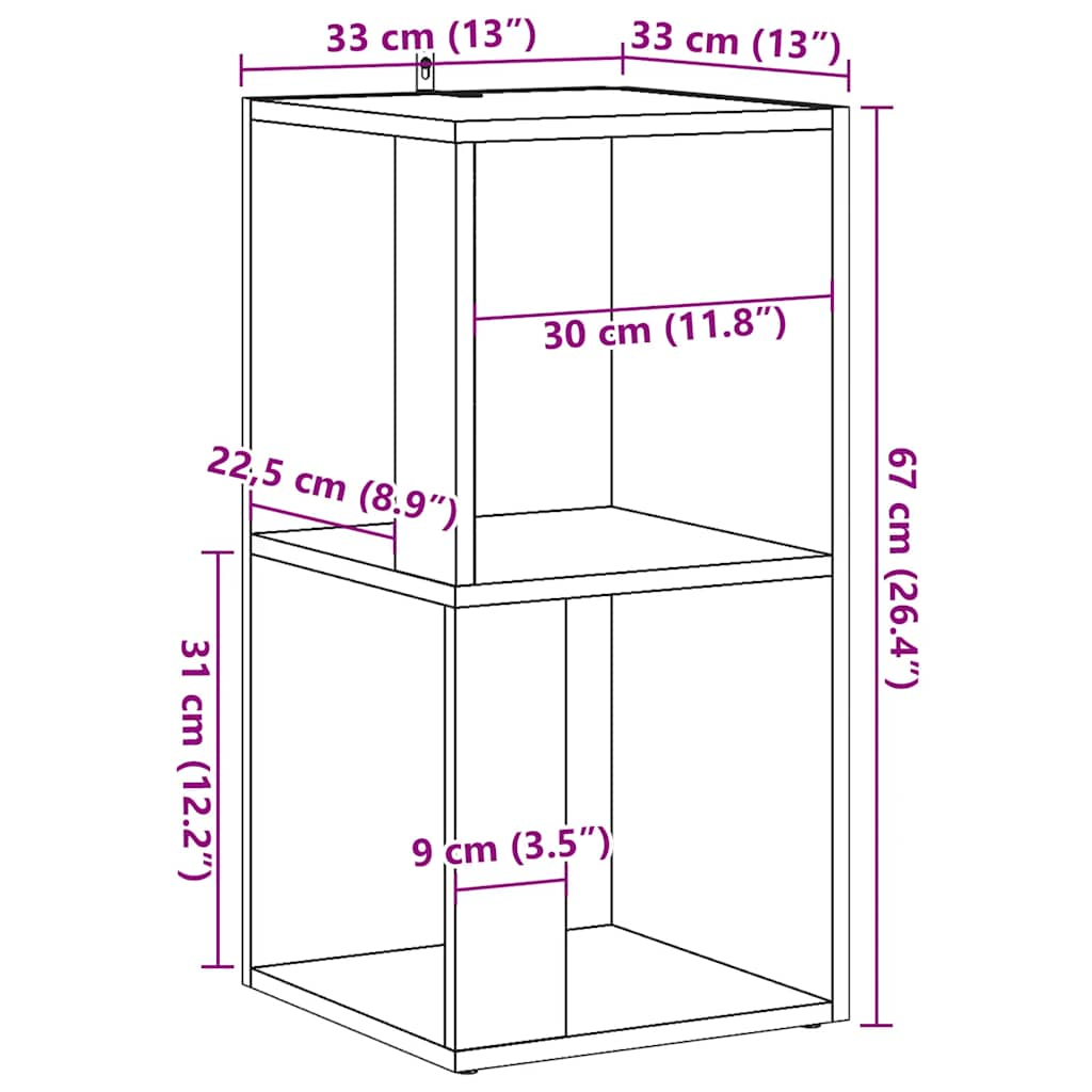 Corner shelf Artisan oak 33x33x67 cm wood material