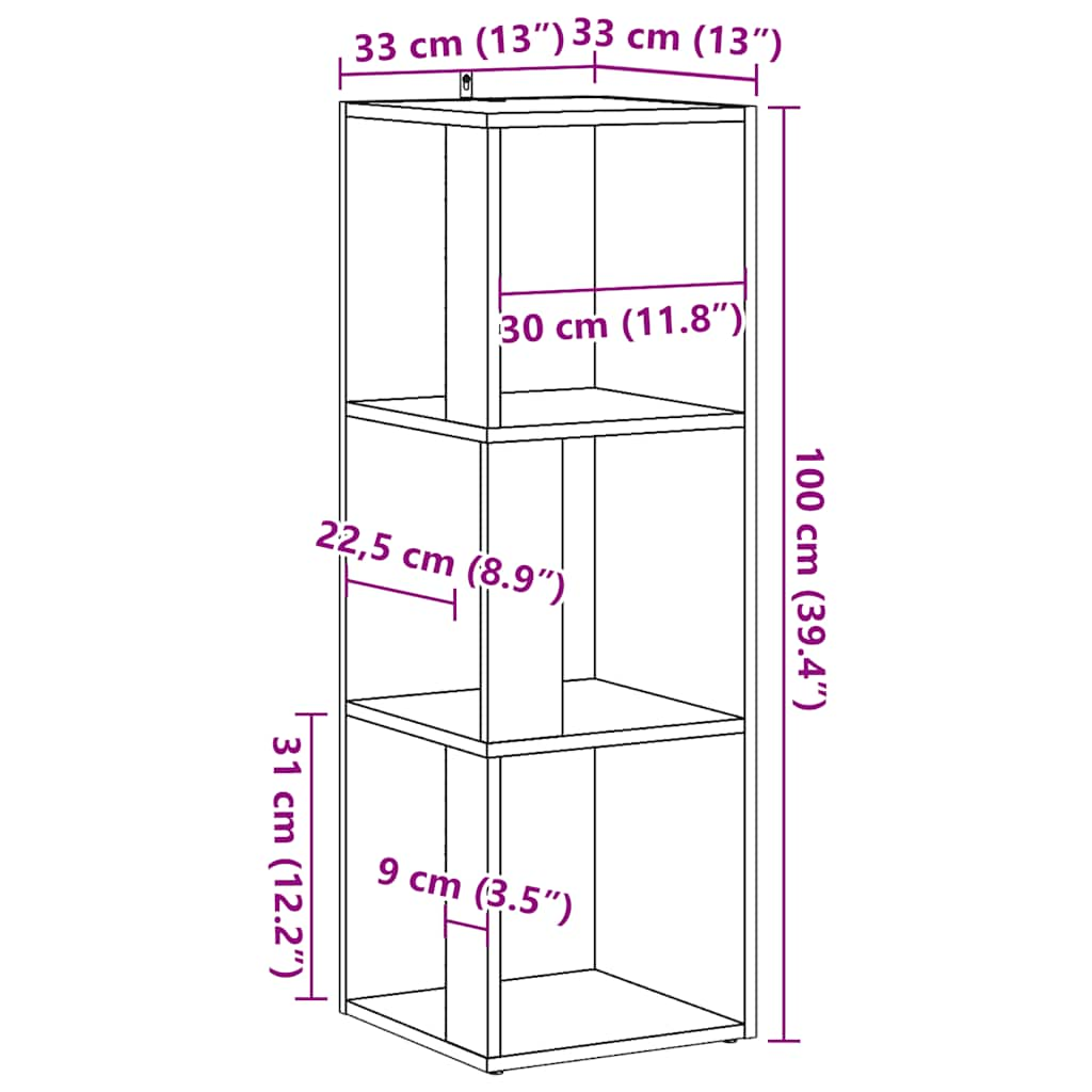 Corner shelf old wood look 33x33x100 cm wood material