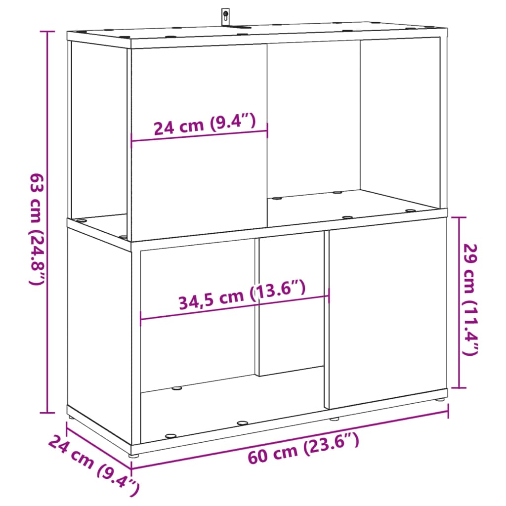 Bookshelf old wood look 60x24x63 cm wood material