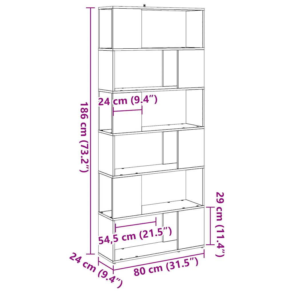 Bookshelf/room divider old wood look 80x24x186 cm