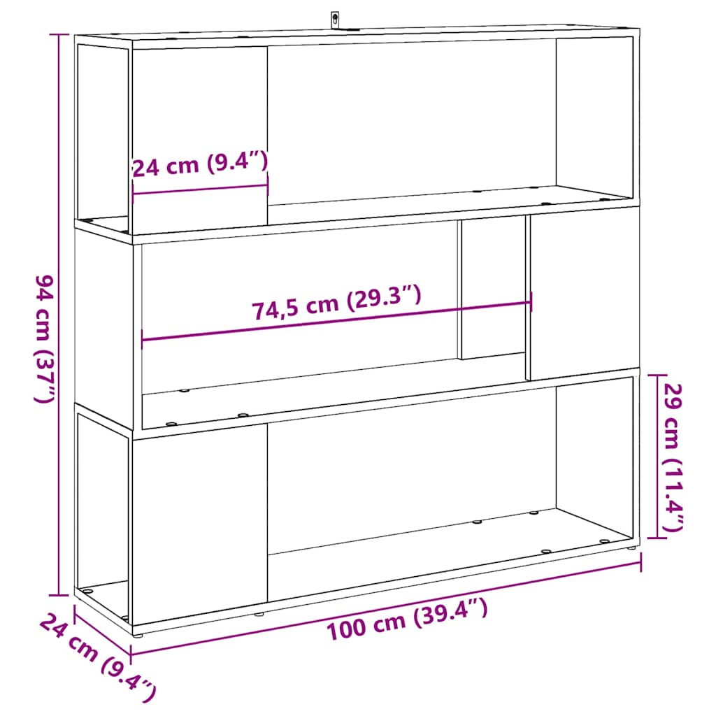 Bookshelf/room divider old wood look 100x24x94 cm