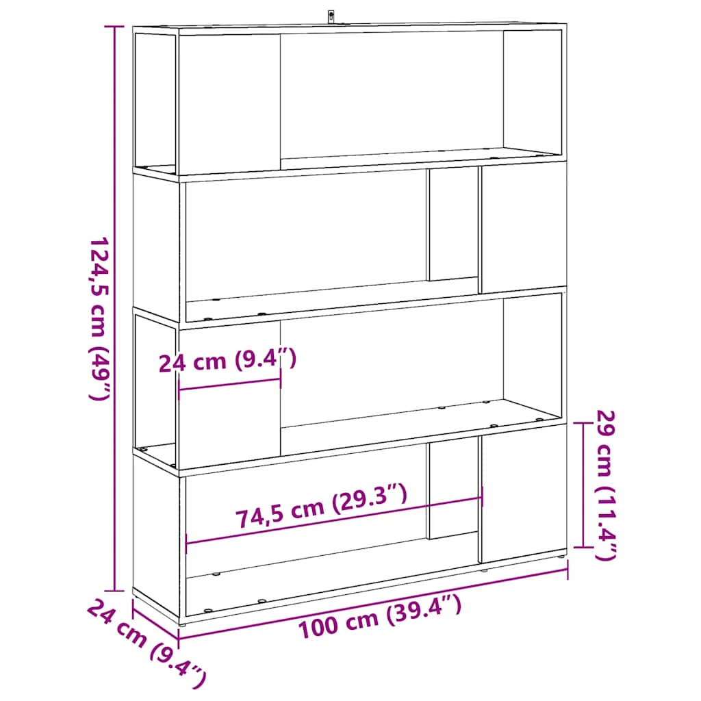 Bookshelf/room divider old wood look 100x24x124.5 cm