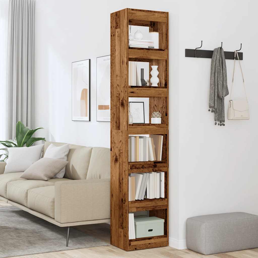 Bookshelf/room divider old wood look 40x30x198 cm