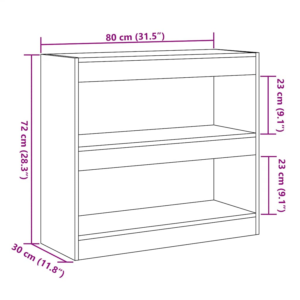 Bookshelf/room divider old wood look 80x30x72 cm