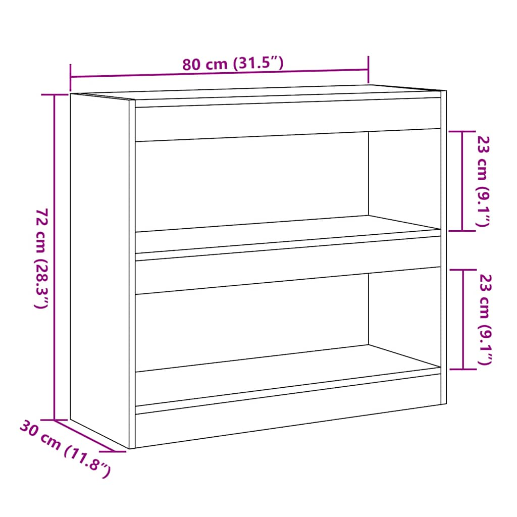 Bookshelf/Room Divider Artisan Oak 80x30x72 cm