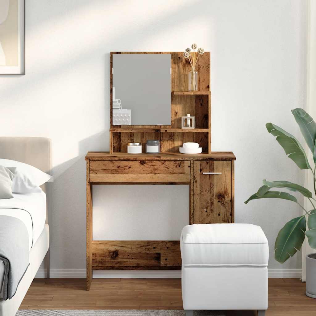 Dressing table with mirror old wood look 86.5x35x136 cm