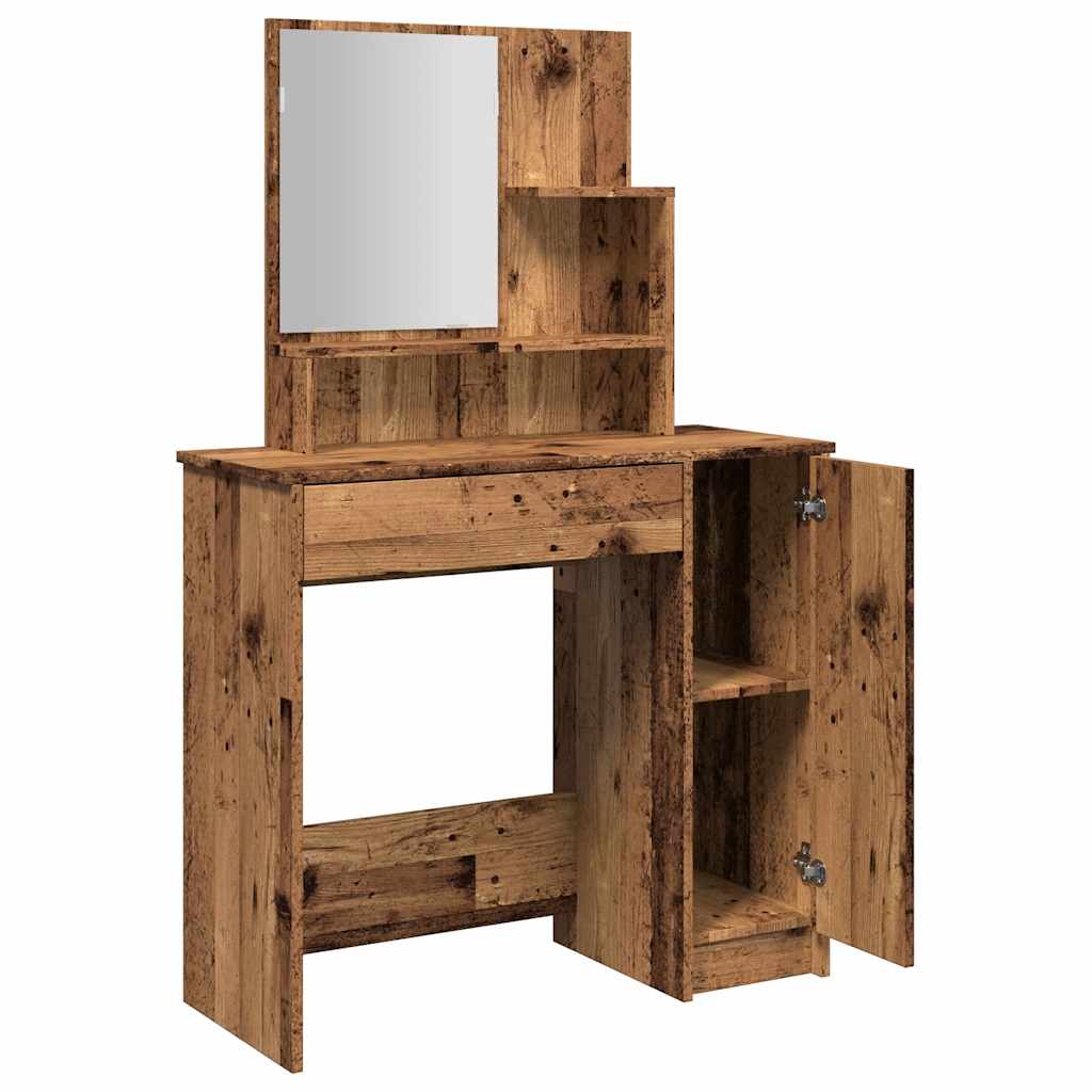 Dressing table with mirror old wood look 86.5x35x136 cm