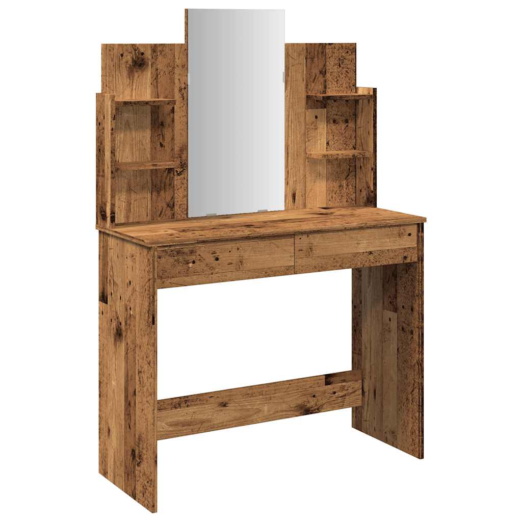 Dressing table with mirror old wood look 96x39x142 cm