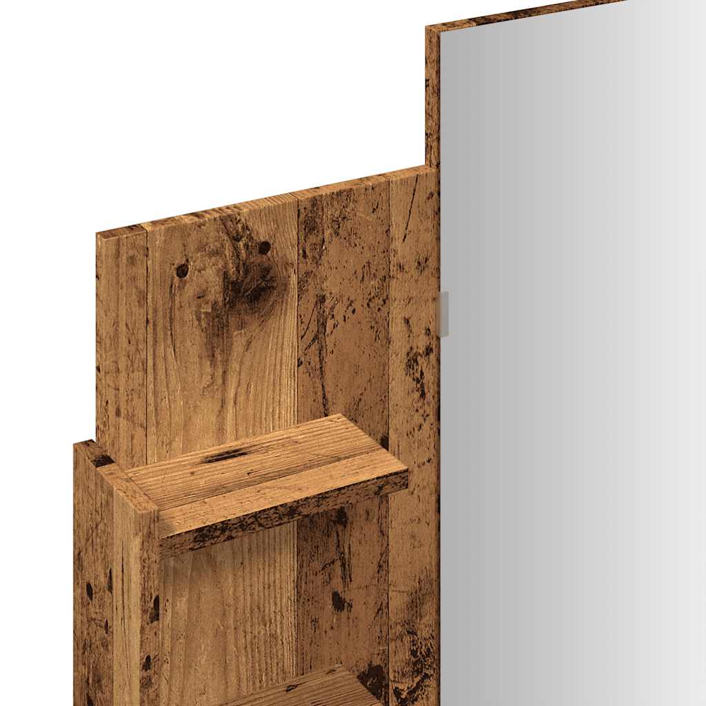 Dressing table with mirror old wood look 96x39x142 cm