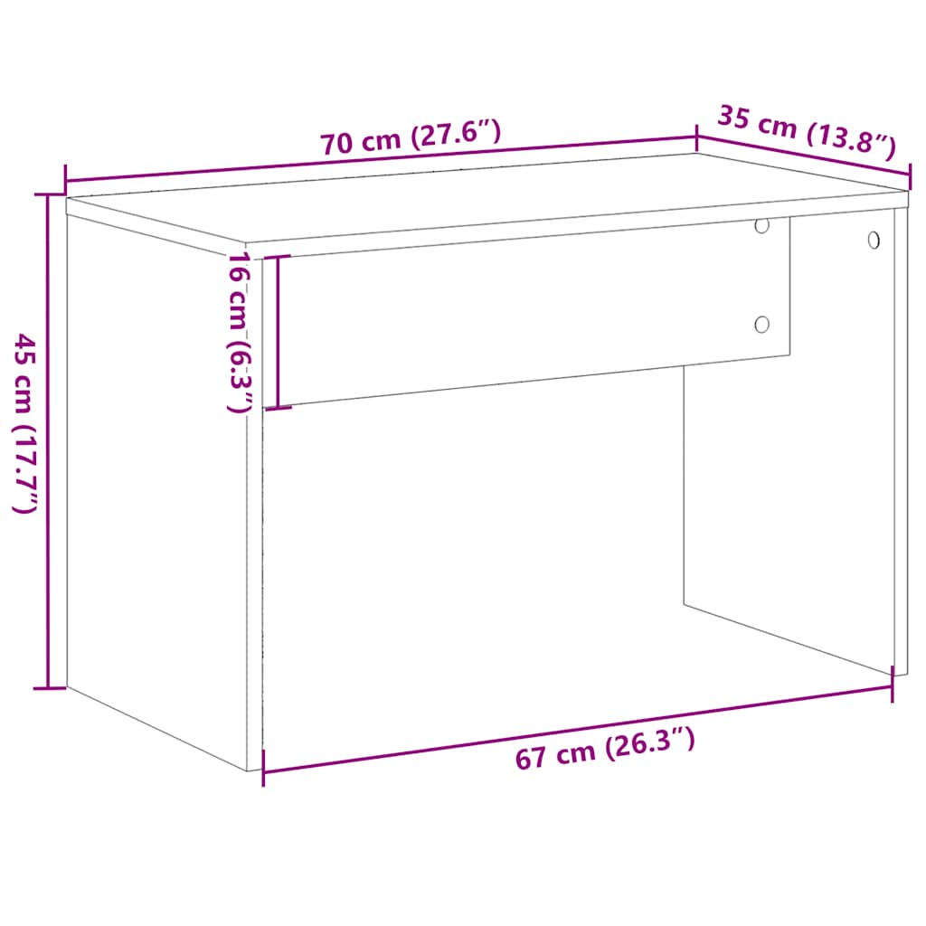 Schminkhocker Artisan-Eiche 70x35x45 cm Holzwerkstoff