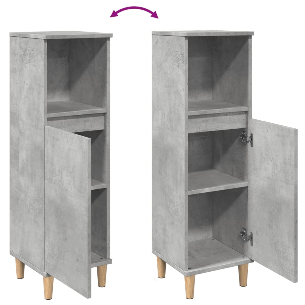 Bathroom cabinet concrete gray 30x30x100 cm made of wood