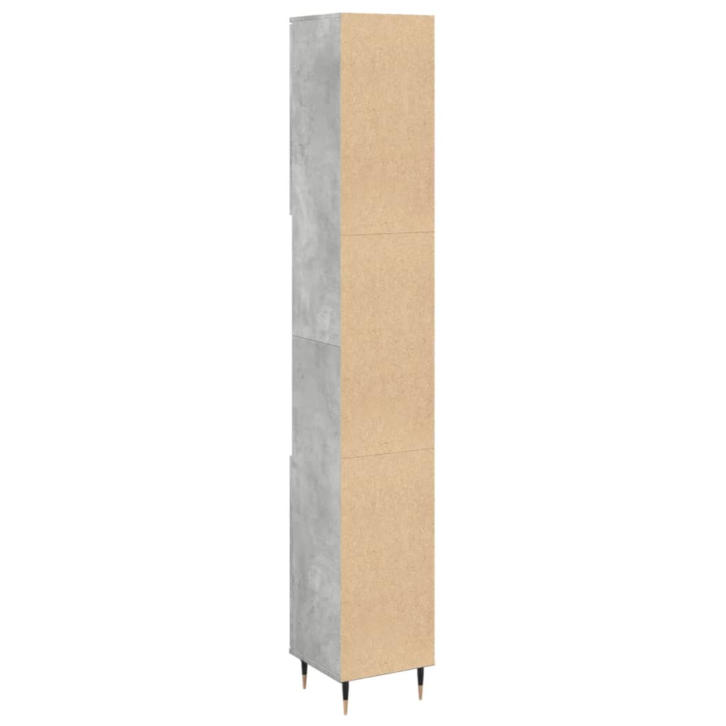 Badschrank Betongrau 30x30x190 cm Holzwerkstoff