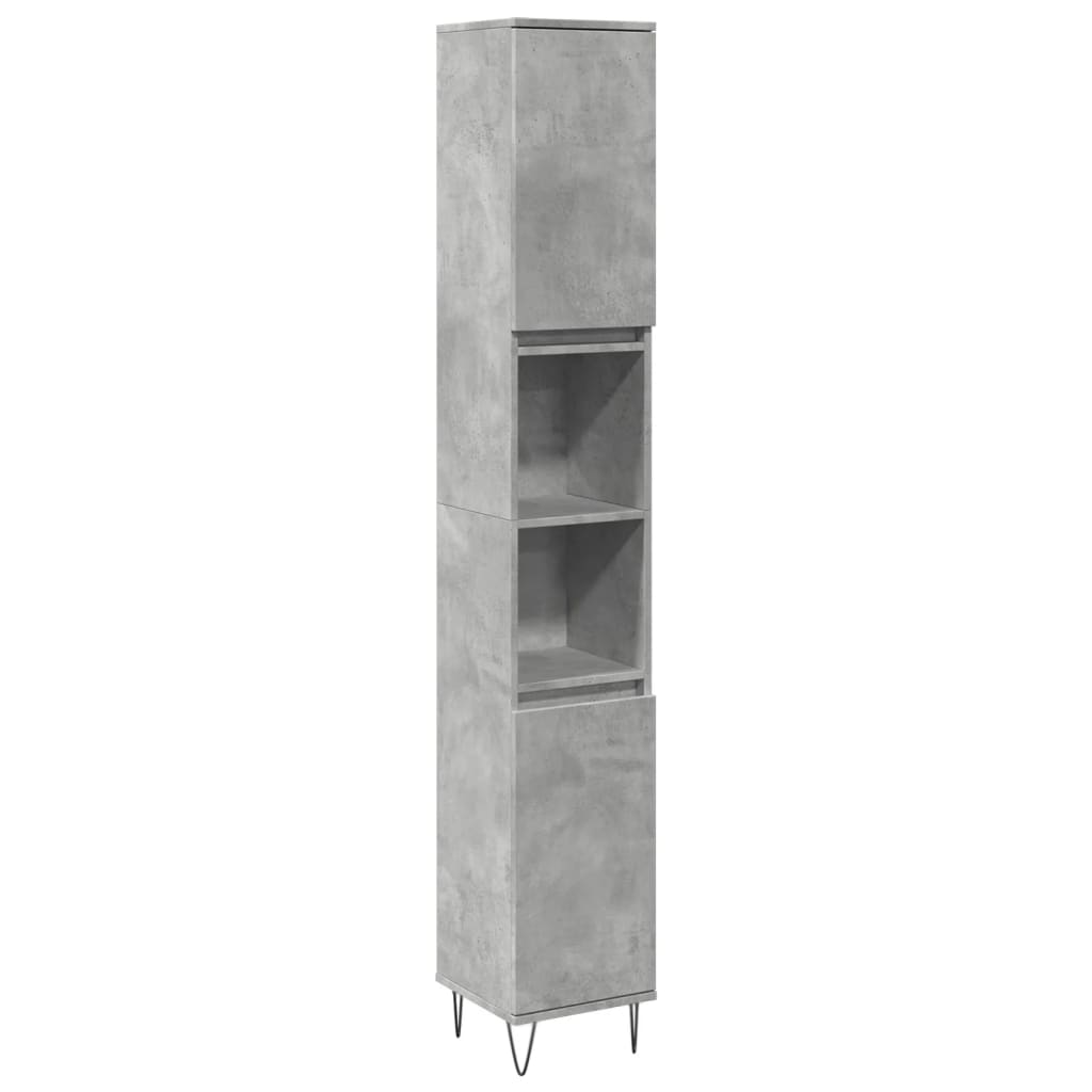 Bathroom cabinet concrete gray 30x30x190 cm made of wood