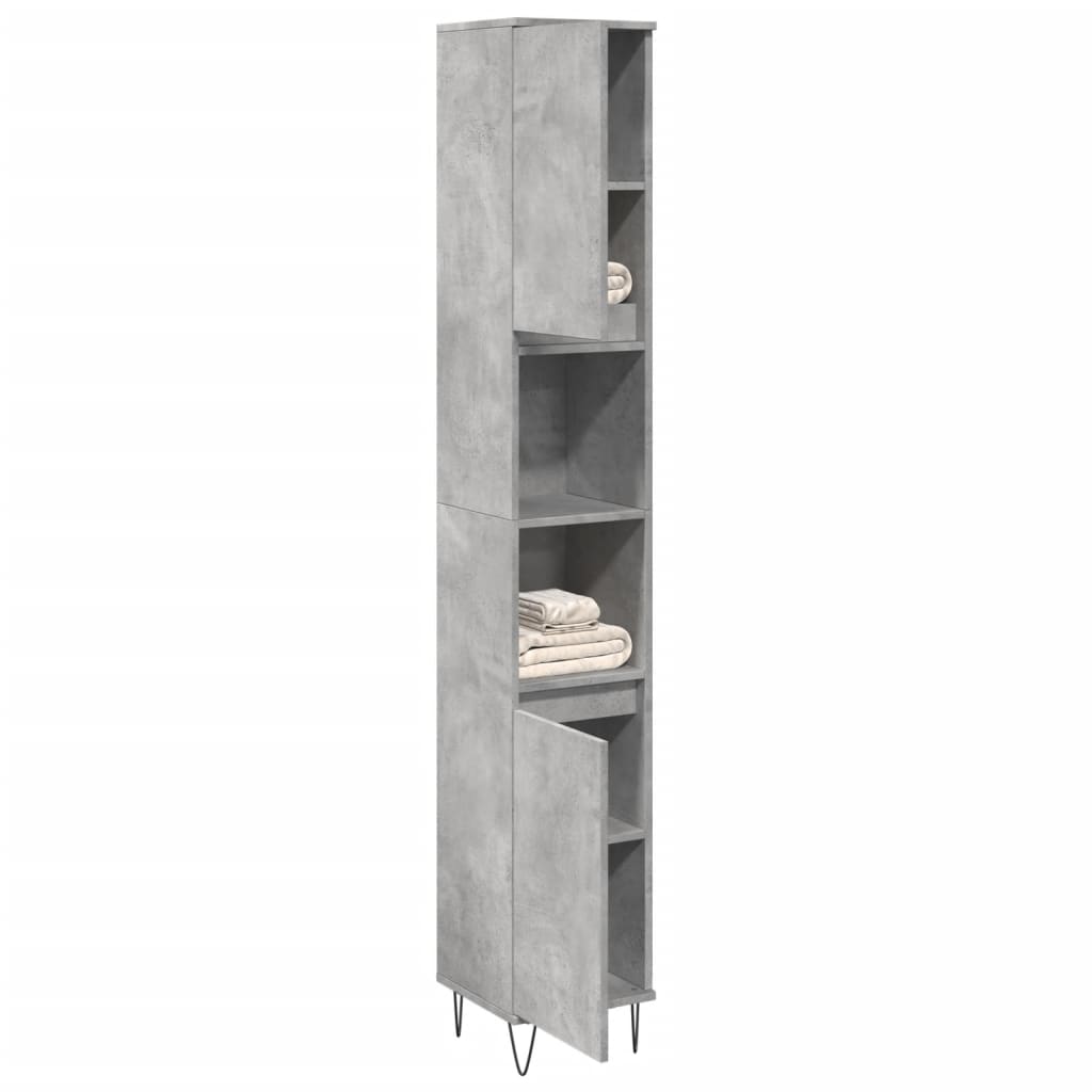 Bathroom cabinet concrete gray 30x30x190 cm made of wood