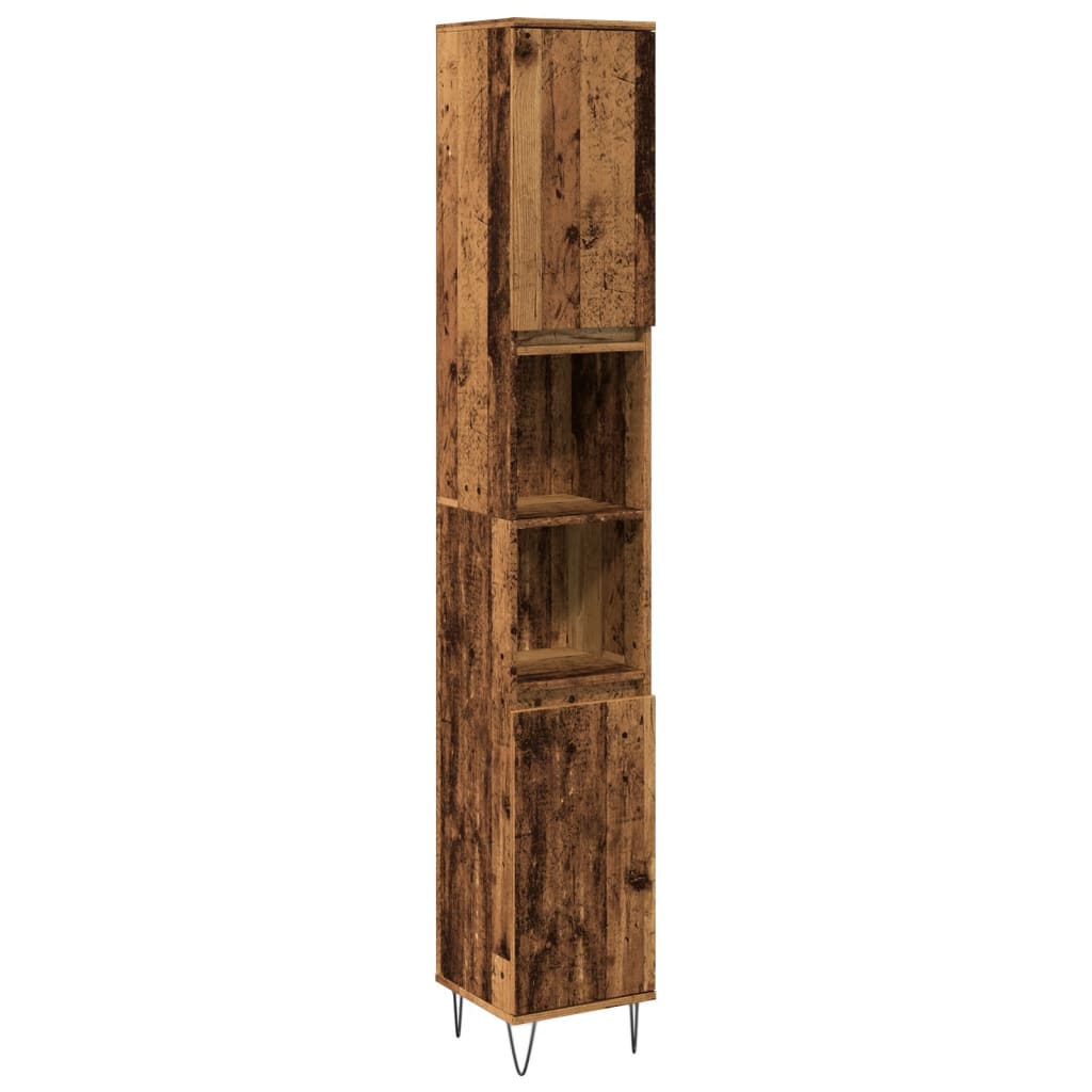 Bathroom cabinet old wood look 30x30x190 cm wood material