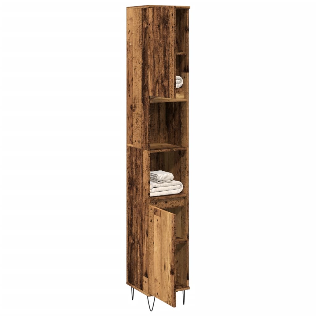 Bathroom cabinet old wood look 30x30x190 cm wood material