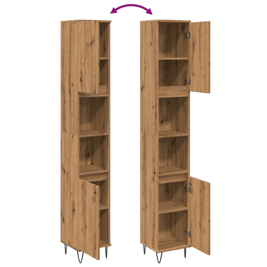 Badschrank Artisan-Eiche 30x30x190 cm Holzwerkstoff