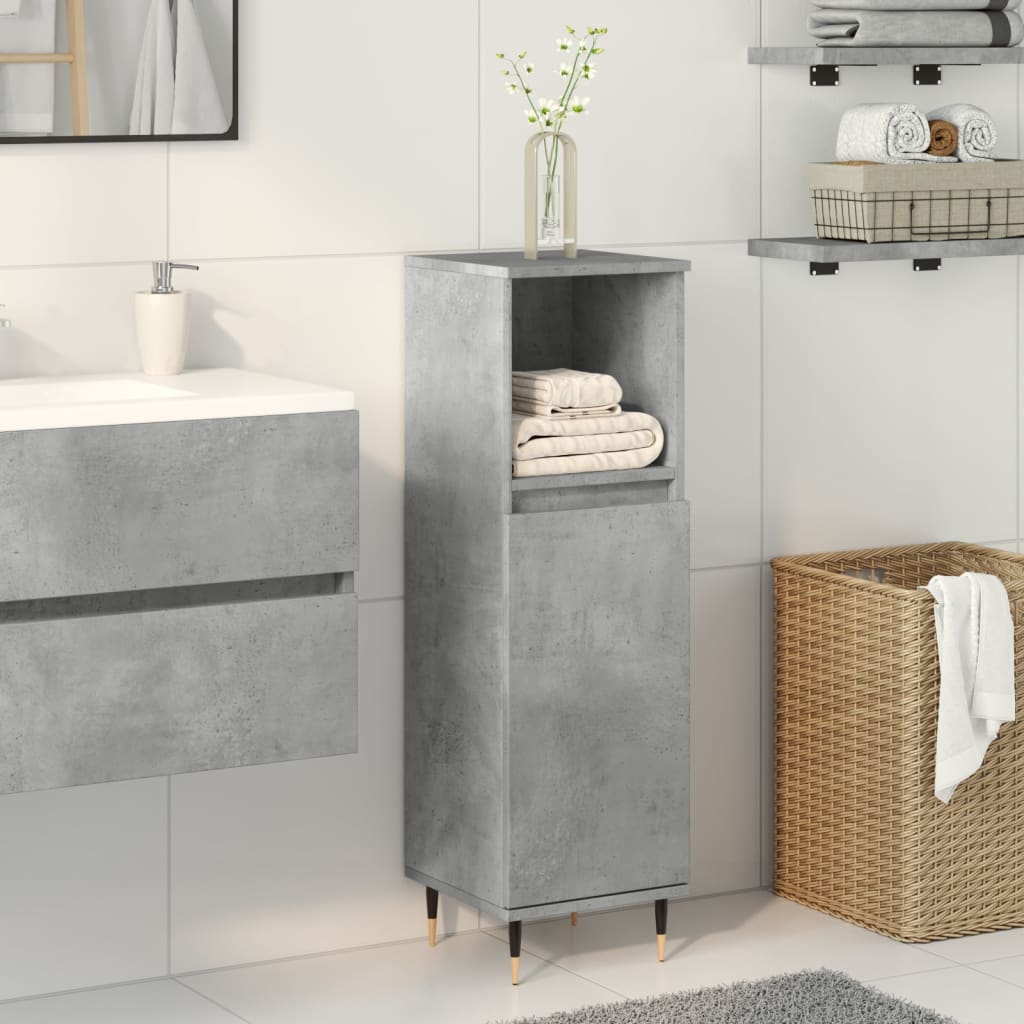 Bathroom cabinet concrete gray 30x30x100 cm made of wood