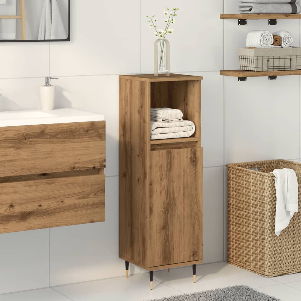 Artisan oak bathroom cabinet 30x30x100 cm wood material