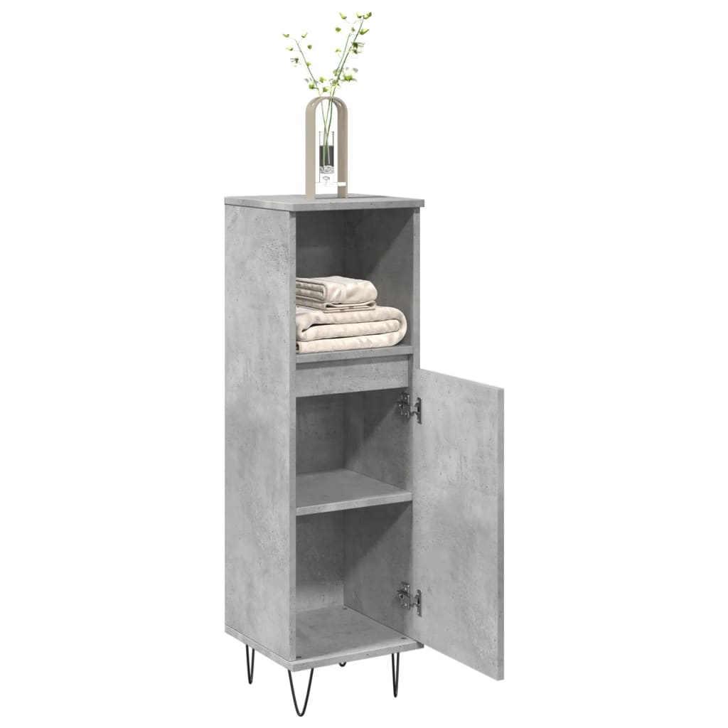 Bathroom cabinet concrete gray 30x30x100 cm made of wood