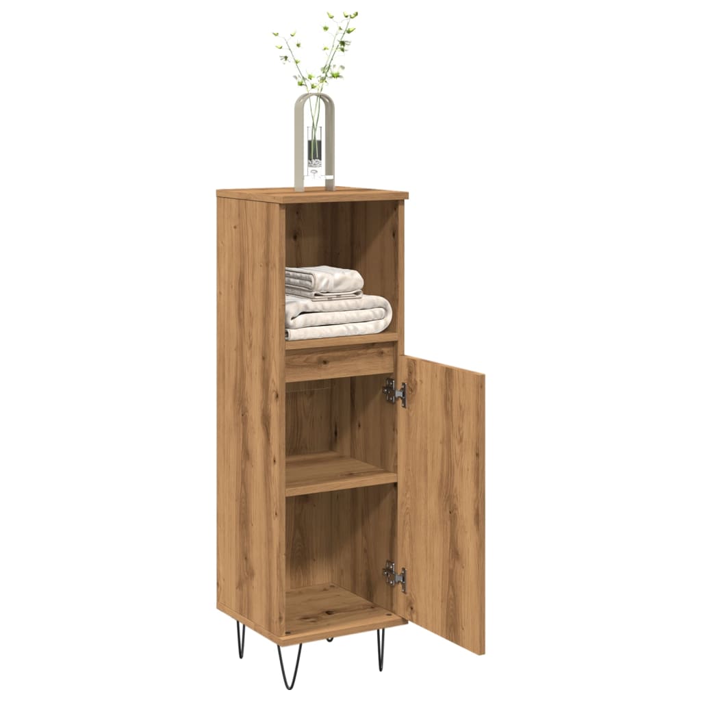 Artisan oak bathroom cabinet 30x30x100 cm wood material