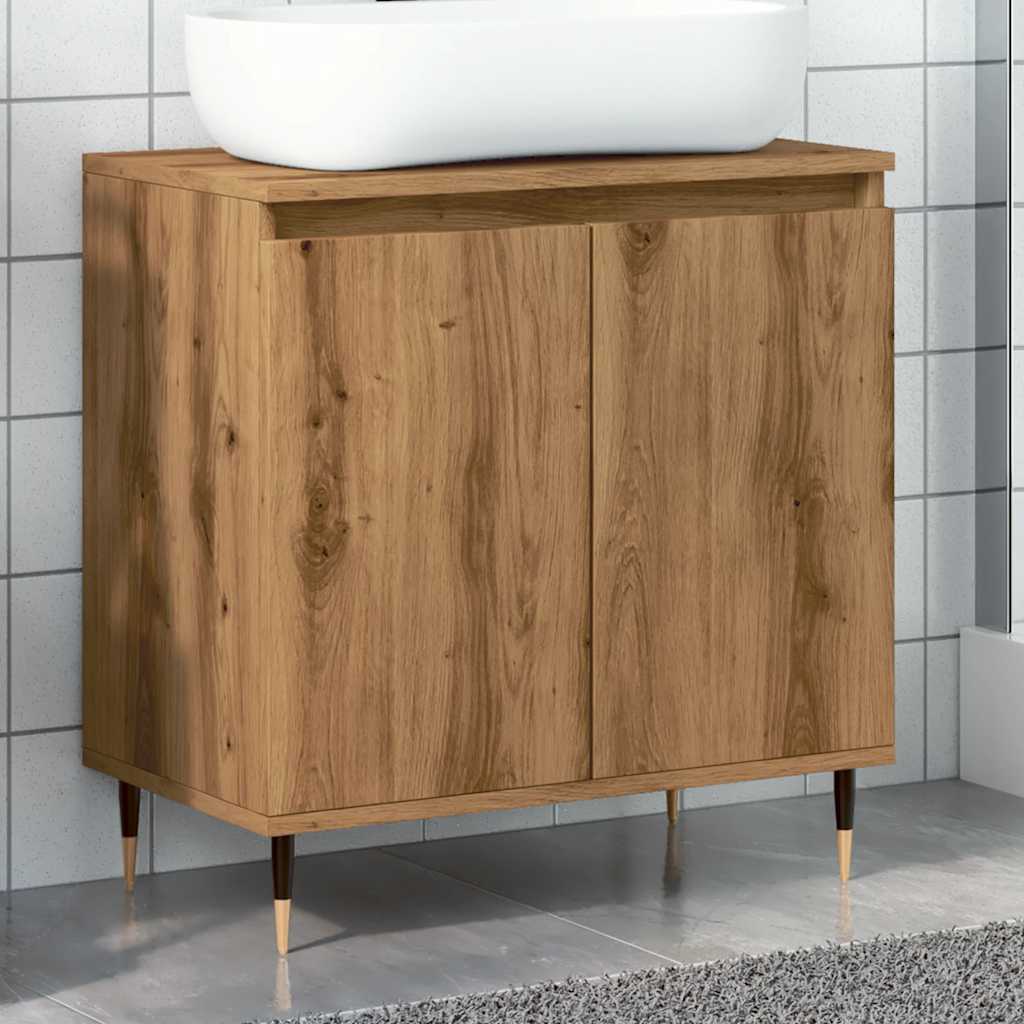 Artisan oak bathroom cabinet 58x33x60 cm made of wood material