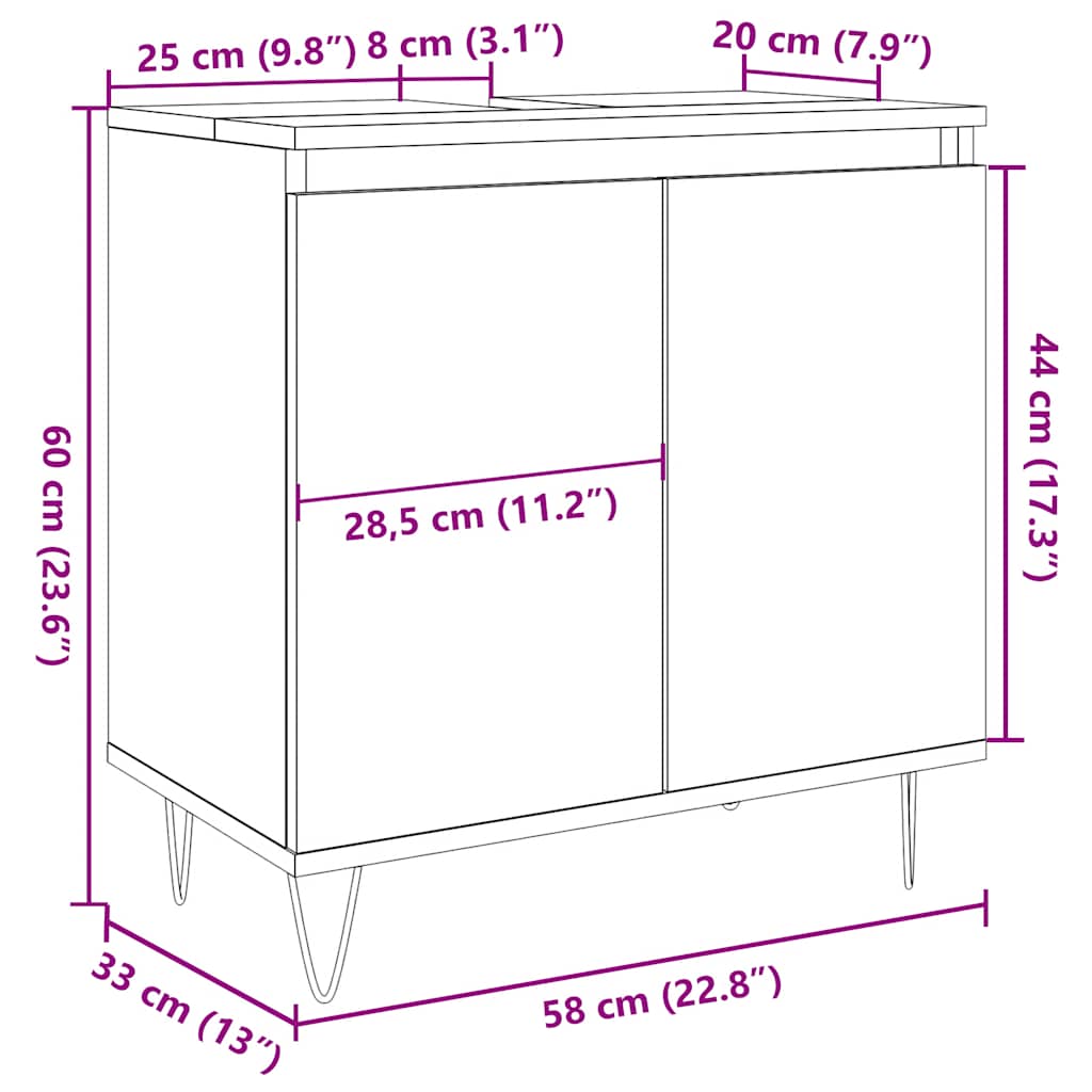 Bathroom cabinet old wood look 58x33x60 cm wood material