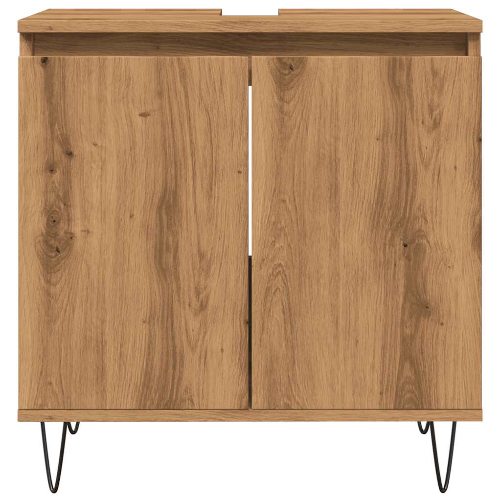 Artisan oak bathroom cabinet 58x33x60 cm made of wood material