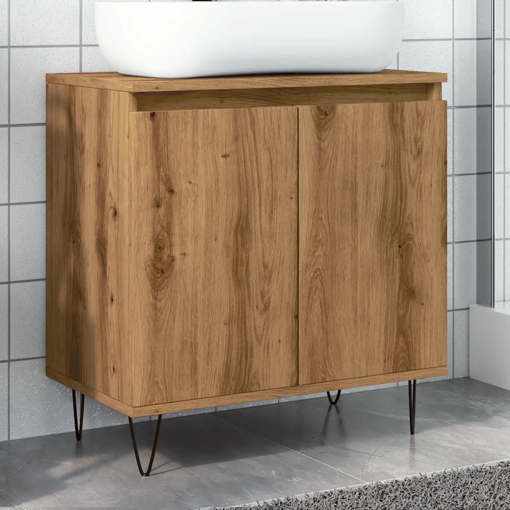 Artisan oak bathroom cabinet 58x33x60 cm made of wood material