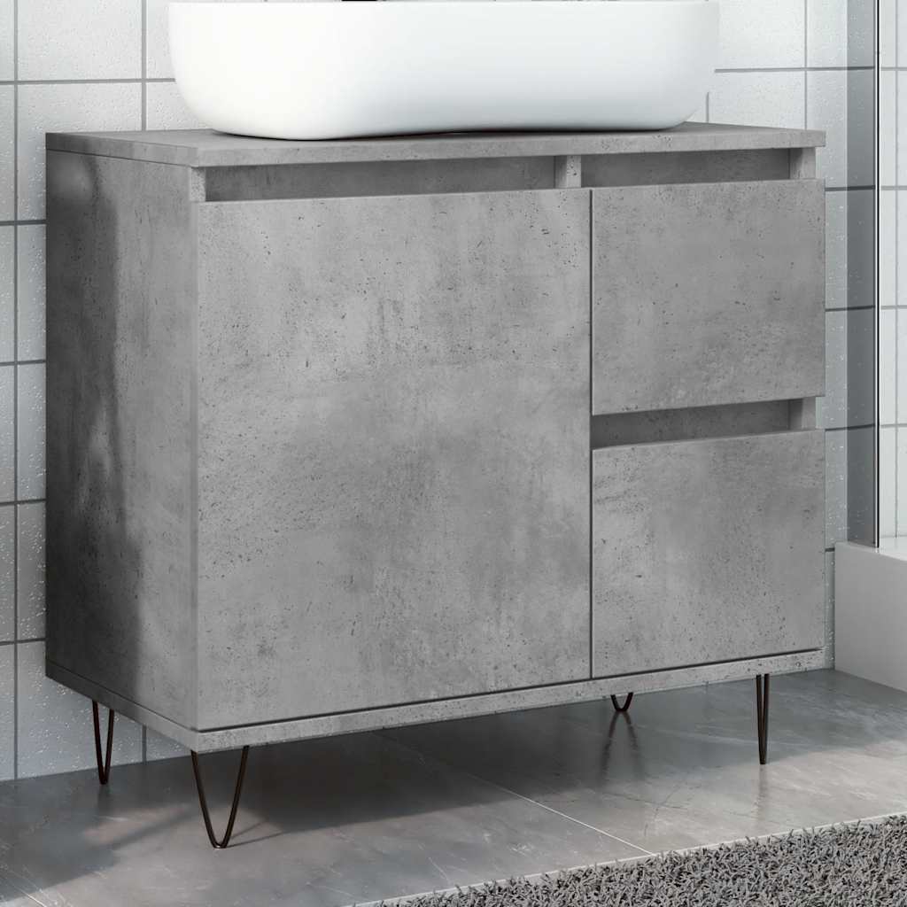 Washbasin base cabinet concrete grey 65x33x60 cm wood material