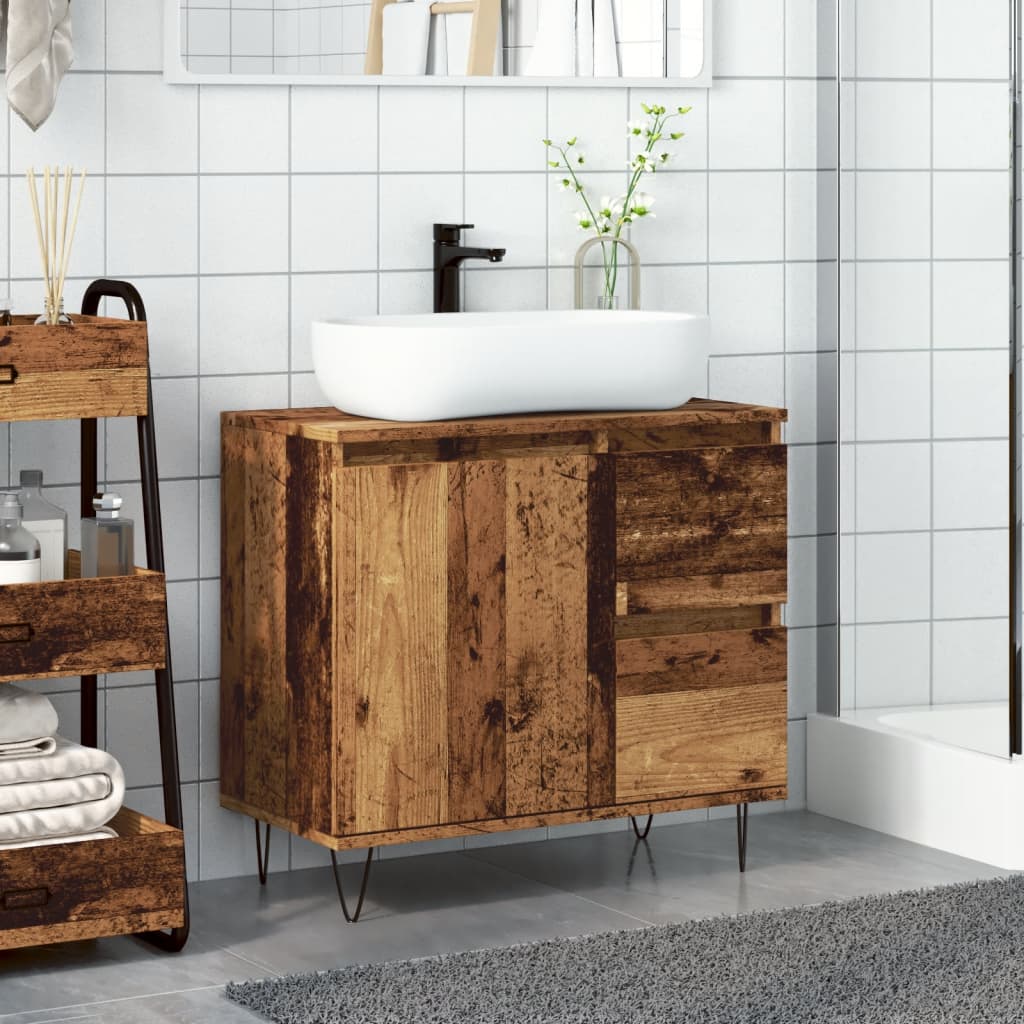 Washbasin cabinet old wood look 65x33x60 cm wood material