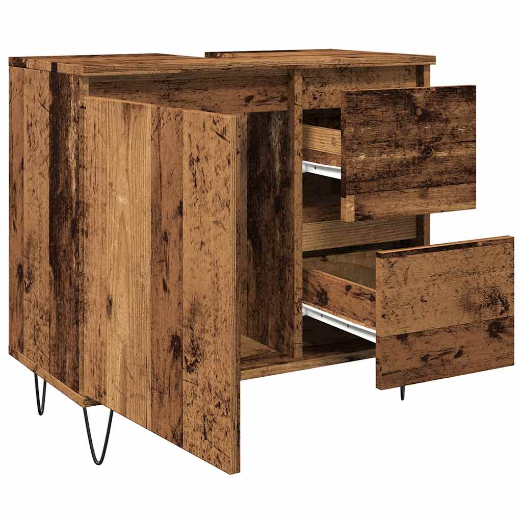 Waschbeckenunterschrank Altholz-Optik 65x33x60 cm Holzwerkstoff