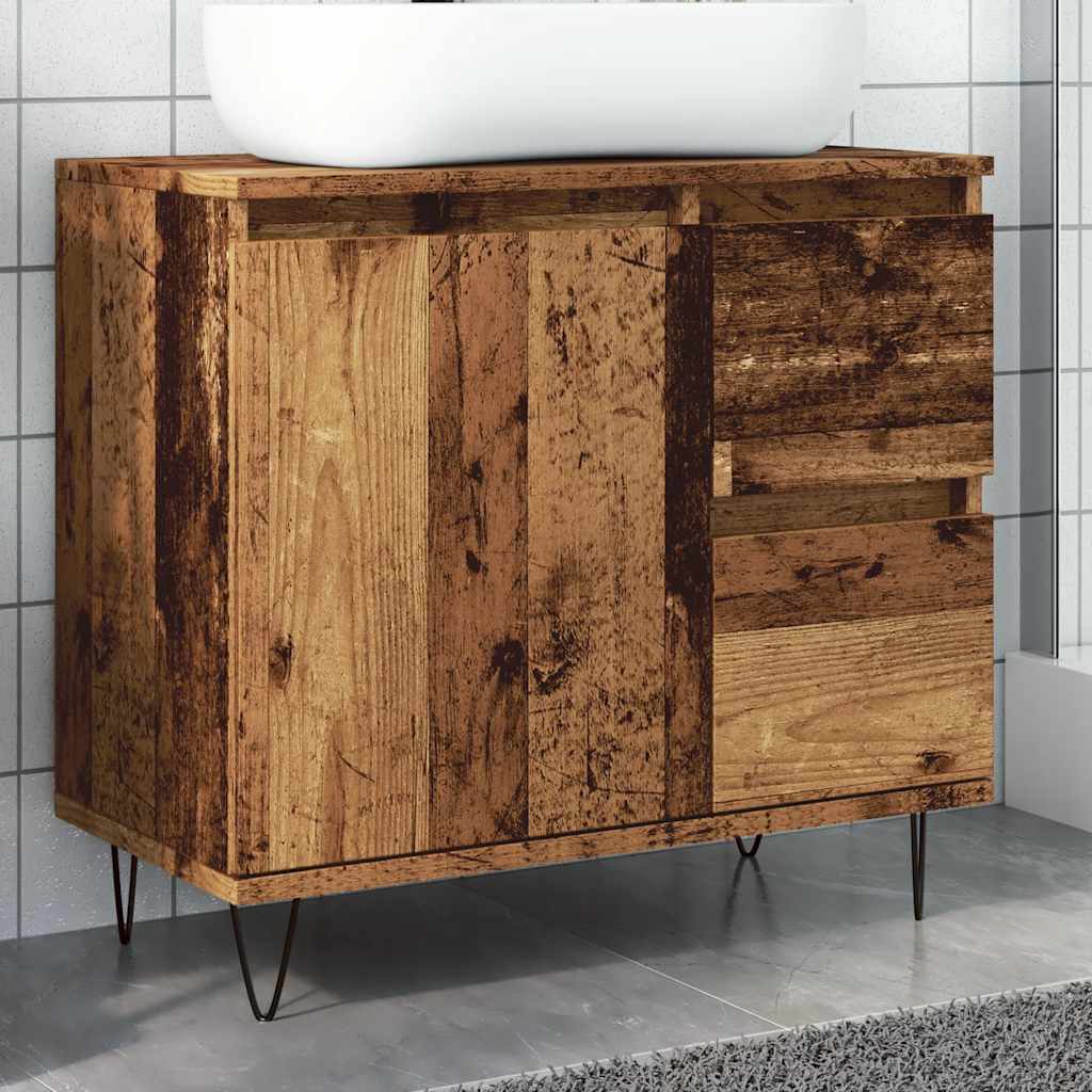 Washbasin cabinet old wood look 65x33x60 cm wood material