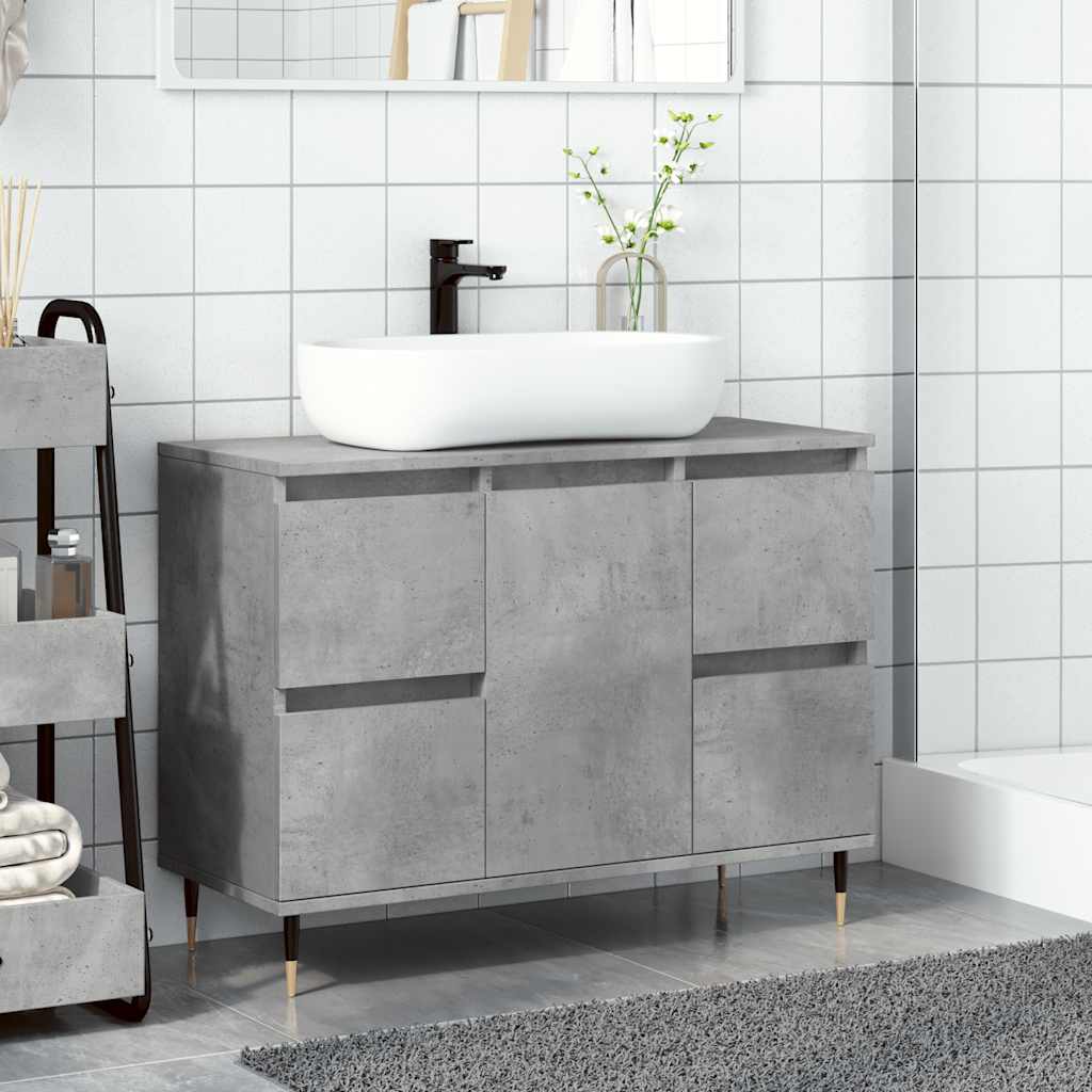 Bathroom cabinet concrete gray 80x33x60 cm made of wood