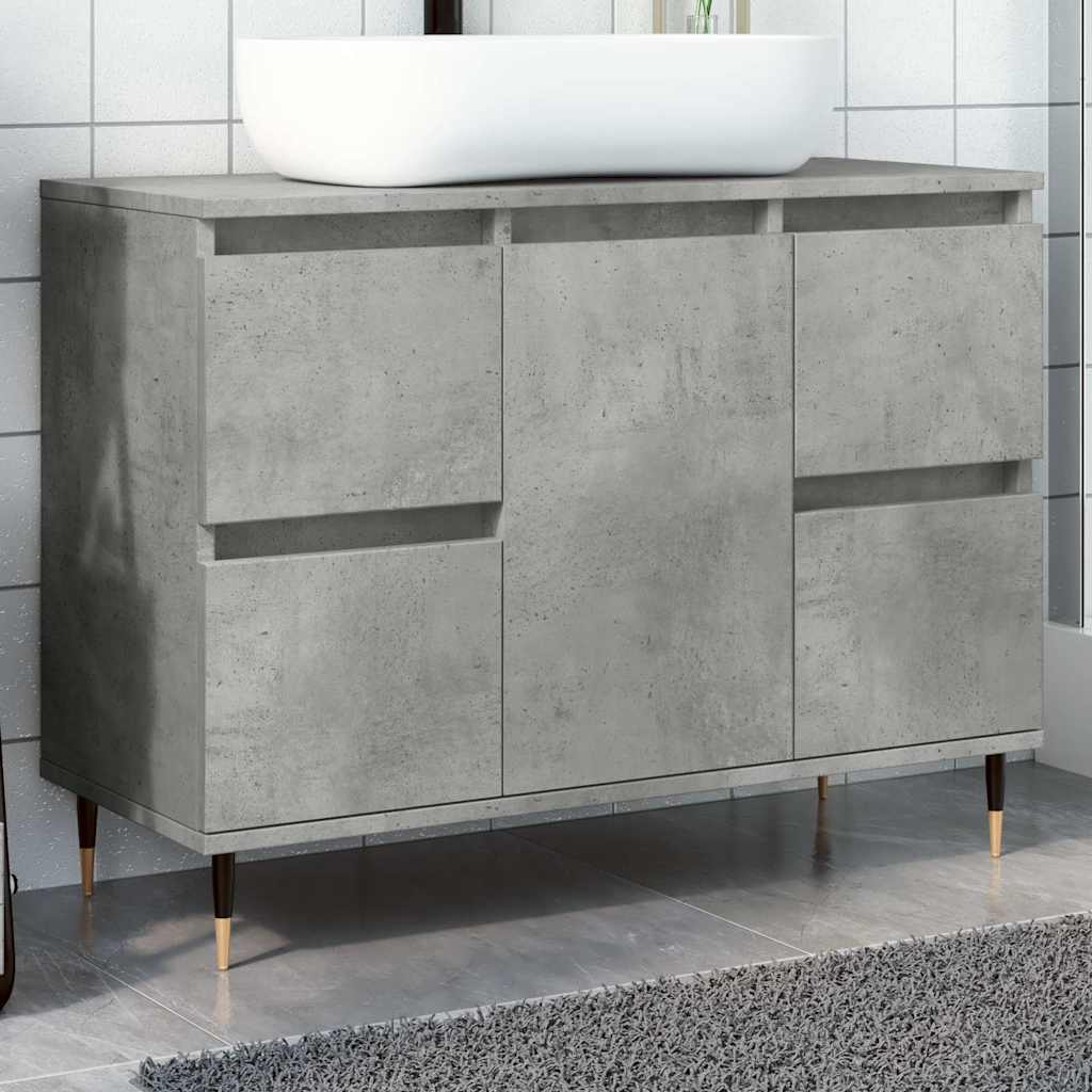 Bathroom cabinet concrete gray 80x33x60 cm made of wood