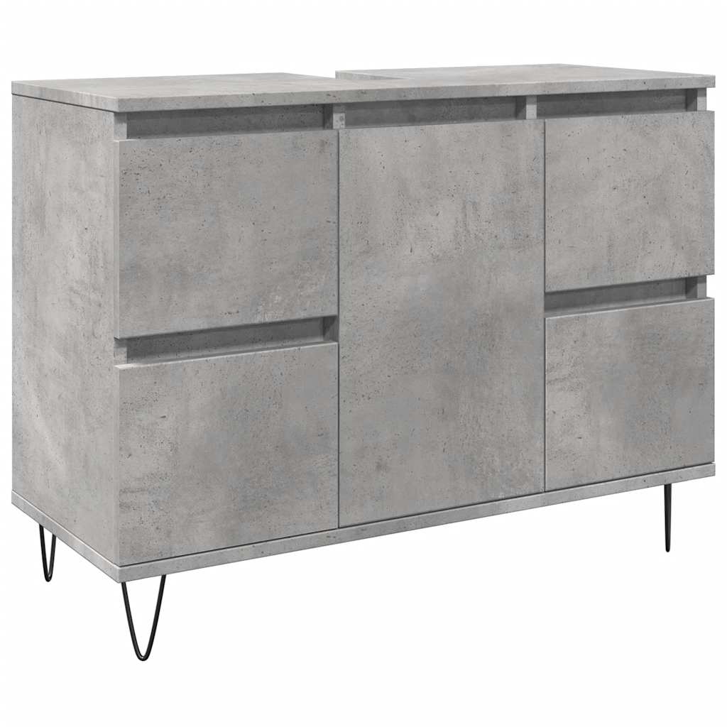 Bathroom cabinet concrete gray 80x33x60 cm made of wood