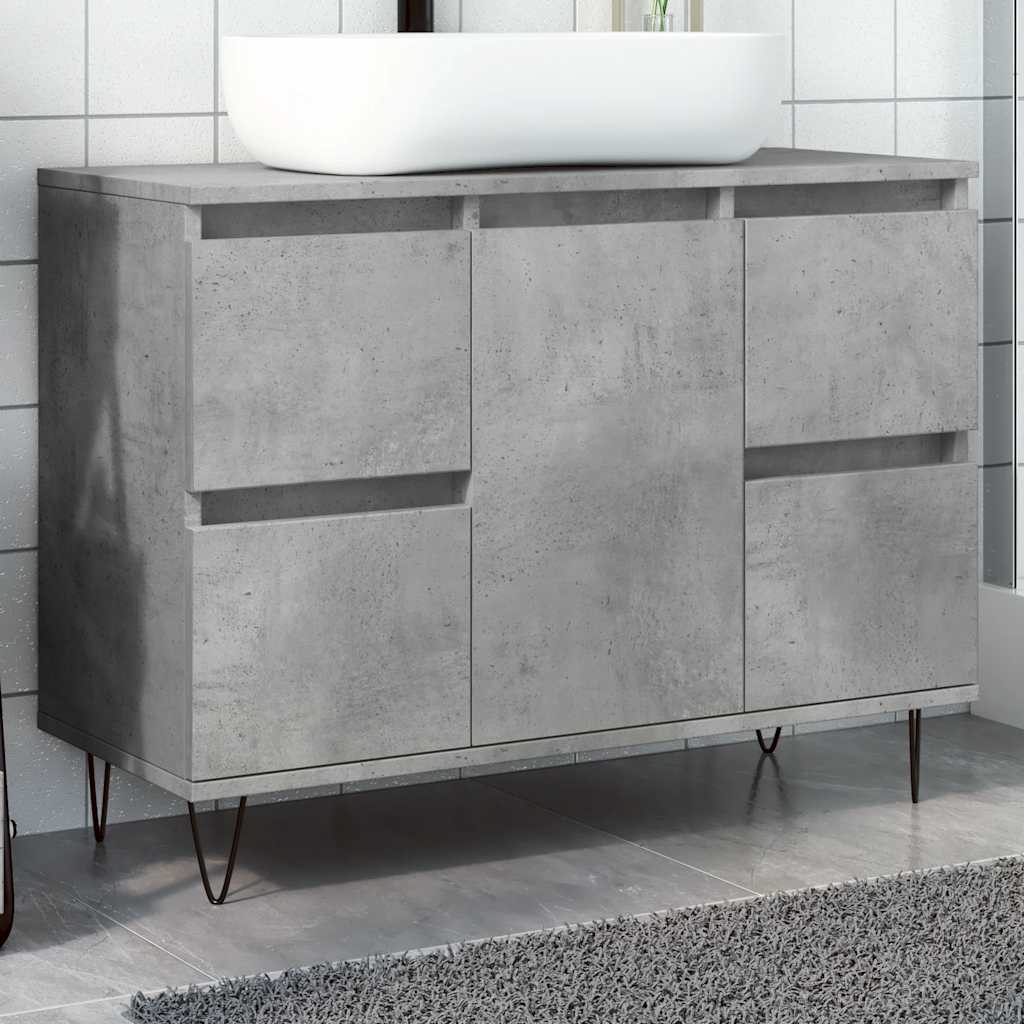 Bathroom cabinet concrete gray 80x33x60 cm made of wood